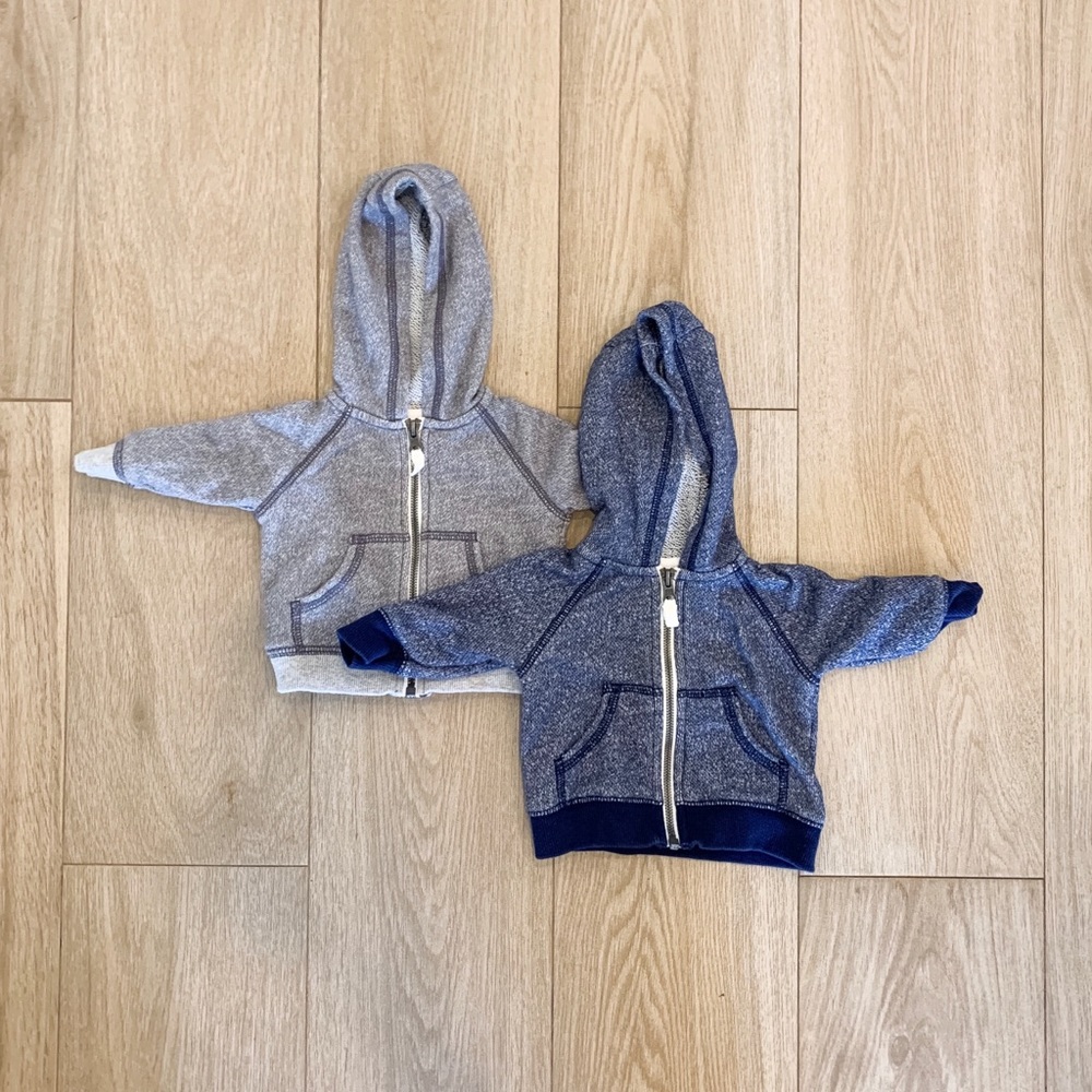 Set of baby zip up hoodies
